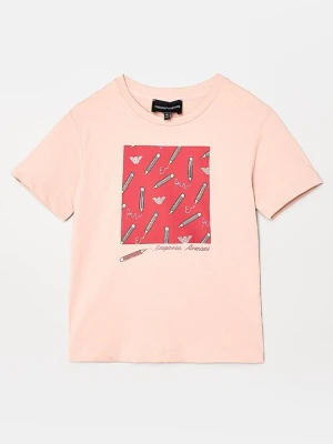 T-shirt z nadrukiem Emporio Armani różowy