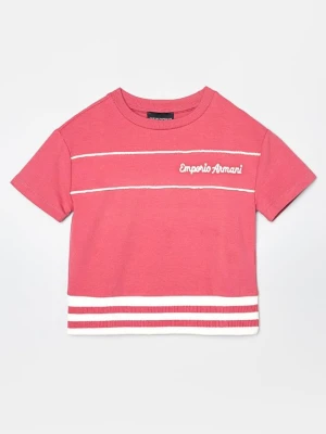 T-shirt z nadrukiem Emporio Armani różowy melanż