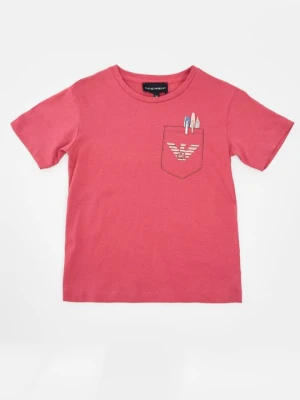 T-shirt z nadrukiem Emporio Armani różowy melanż