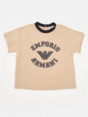 T-shirt z nadrukiem Emporio Armani tan