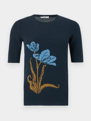 T-shirt z nadrukiem Erdem granatowy
