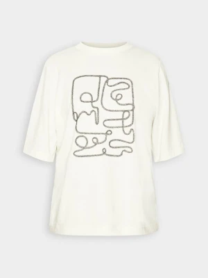 T-shirt z nadrukiem Esprit mleczny