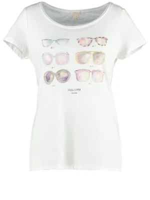 T-shirt z nadrukiem Esprit mleczny