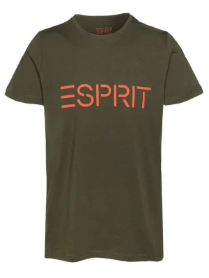 T-shirt z nadrukiem Esprit oliwkowy