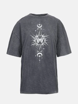 T-shirt z nadrukiem Even&Odd szary