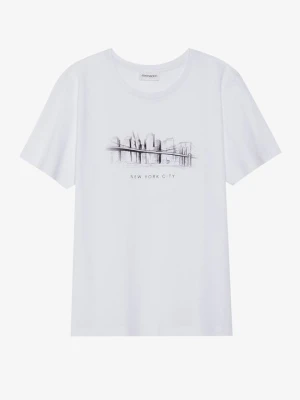 T-shirt z nadrukiem Even&Odd biały