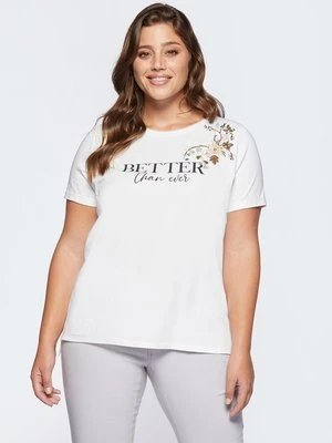 T-shirt z nadrukiem Fiorella Rubino biały