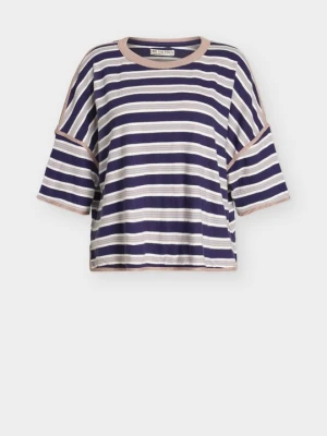 T-shirt z nadrukiem Free People granatowy