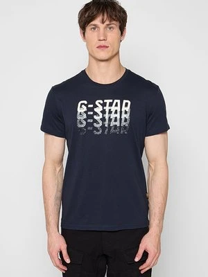 T-shirt z nadrukiem G-Star ciemnoniebieski