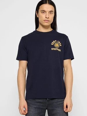T-shirt z nadrukiem Gant niebieski