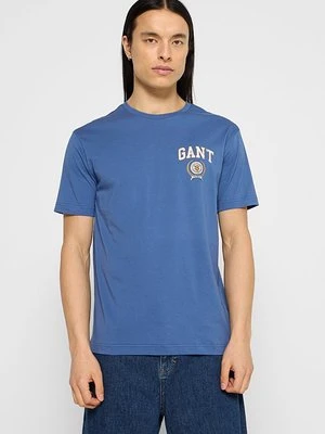 T-shirt z nadrukiem Gant granatowy