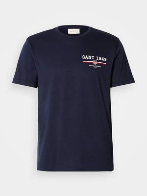 T-shirt z nadrukiem Gant granatowy