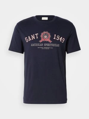 T-shirt z nadrukiem Gant granatowy