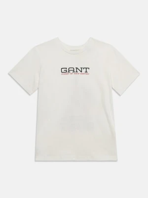 T-shirt z nadrukiem Gant biały