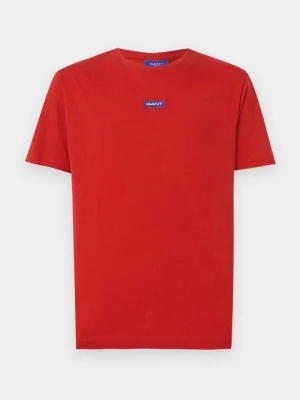 T-shirt z nadrukiem Gant czerwony