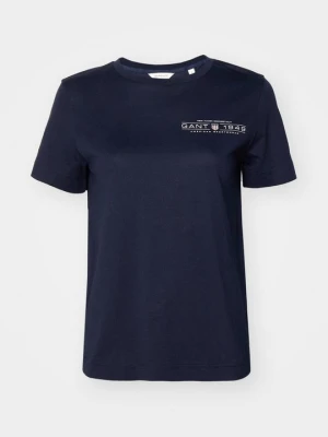 T-shirt z nadrukiem Gant granatowy