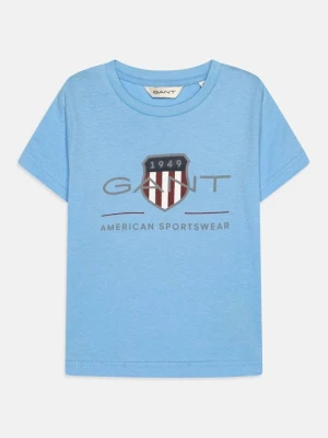 T-shirt z nadrukiem Gant jasnoniebieski