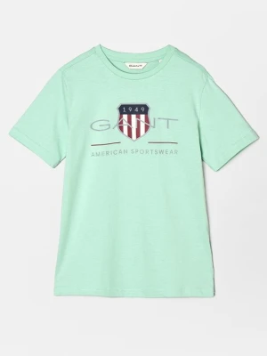 T-shirt z nadrukiem Gant miętowy