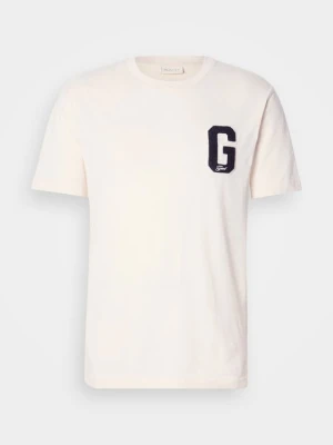 T-shirt z nadrukiem Gant piaskowy