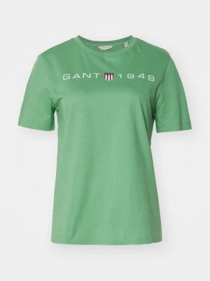 T-shirt z nadrukiem Gant zielony