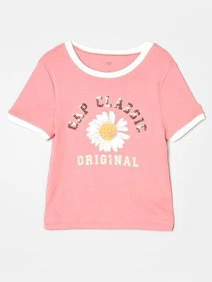 T-shirt z nadrukiem GAP różowy