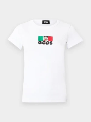 T-shirt z nadrukiem GCDS biały