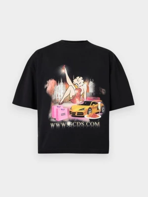T-shirt z nadrukiem GCDS czarny