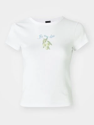 T-shirt z nadrukiem Gina Tricot biały