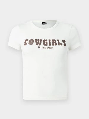 T-shirt z nadrukiem Gina Tricot mleczny