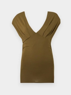 T-shirt z nadrukiem Gina Tricot oliwkowy