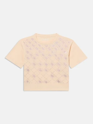 T-shirt z nadrukiem Guess beżowy