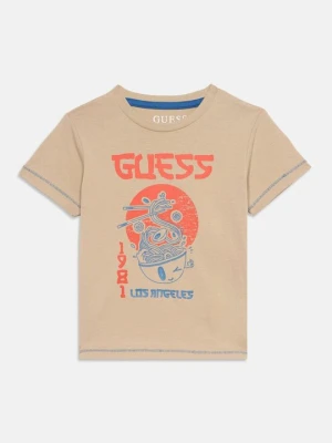 T-shirt z nadrukiem Guess beżowy