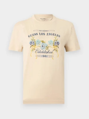 T-shirt z nadrukiem Guess beżowy