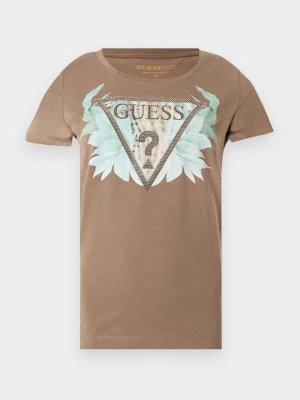 T-shirt z nadrukiem Guess beżowy