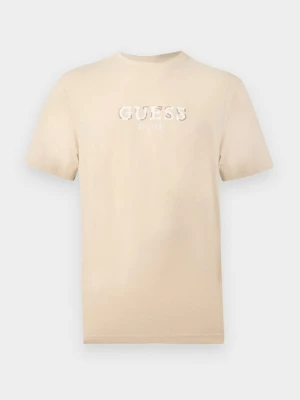 T-shirt z nadrukiem Guess brązowy