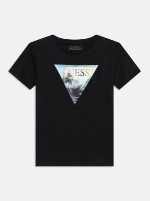 T-shirt z nadrukiem Guess czarny