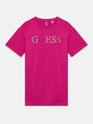 T-shirt z nadrukiem Guess fioletowy