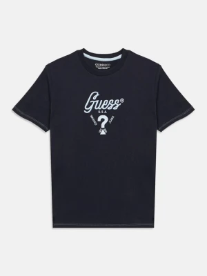 T-shirt z nadrukiem Guess granatowy