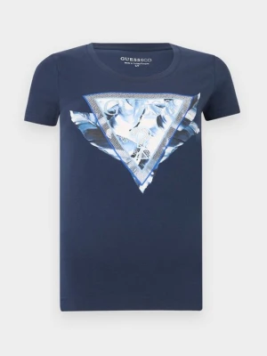 T-shirt z nadrukiem Guess granatowy