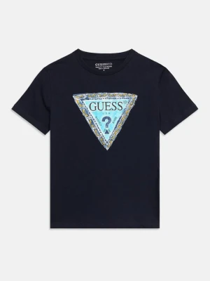 T-shirt z nadrukiem Guess granatowy