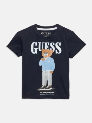T-shirt z nadrukiem Guess granatowy
