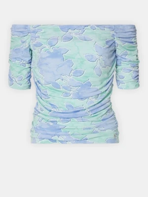 T-shirt z nadrukiem Guess jasnoniebieski