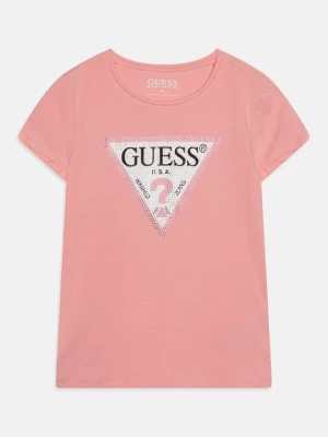 T-shirt z nadrukiem Guess różowy