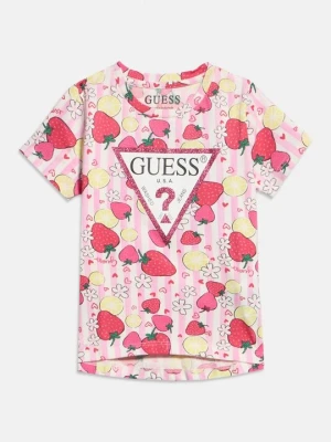 T-shirt z nadrukiem Guess różowy
