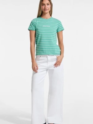 T-shirt z nadrukiem Guess turkusowy