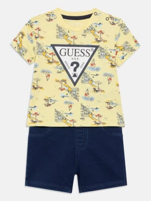 T-shirt z nadrukiem Guess żółty