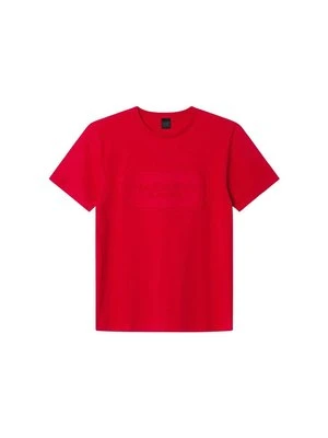 T-shirt z nadrukiem Hackett London czerwony