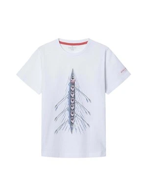 T-shirt z nadrukiem Hackett London biały