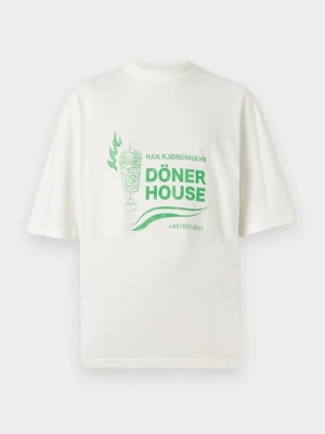 T-shirt z nadrukiem Han Kjøbenhavn mleczny