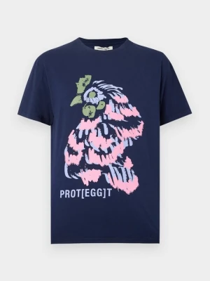 T-shirt z nadrukiem Henrik Vibskov granatowy